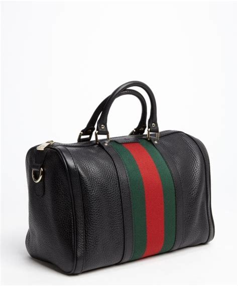 gucci web boston bag black leather|Gucci black handbags leather.